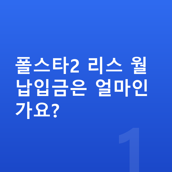 폴스타2 리스 월납입금 폴스타2 리스 월납입금은 얼마인가요?