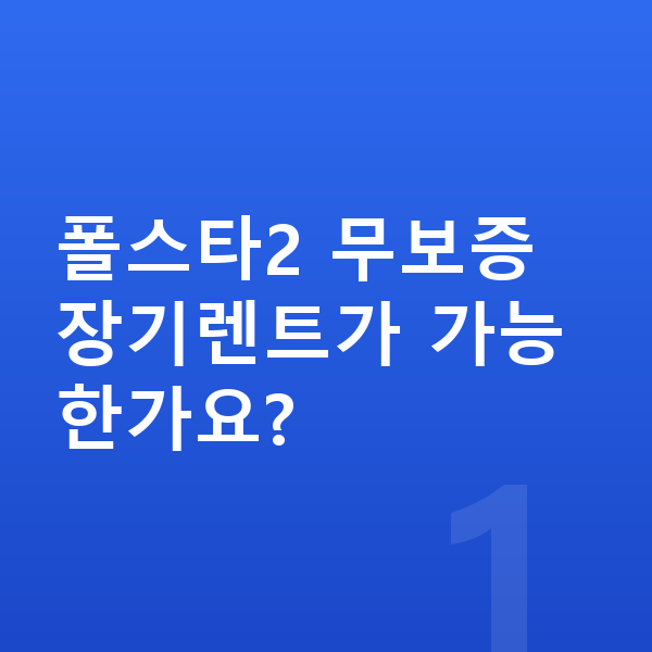 폴스타2 장기렌트 무보증 폴스타2 무보증 장기렌트가 가능한가요?