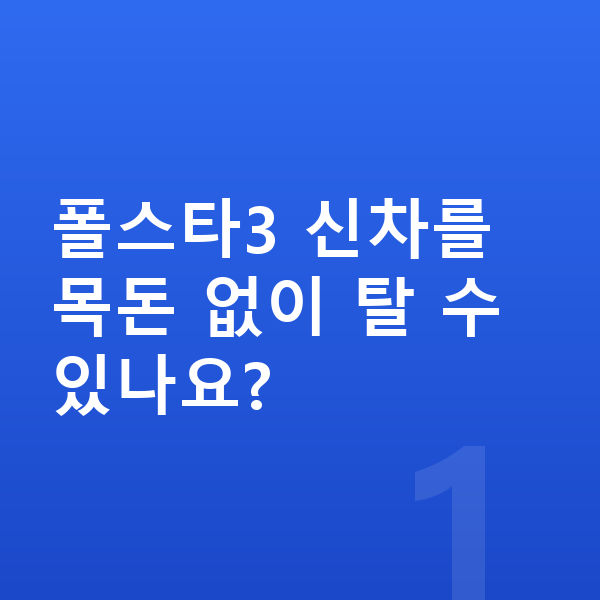 폴스타3 신차 폴스타3 신차를 목돈 없이 탈 수 있나요?