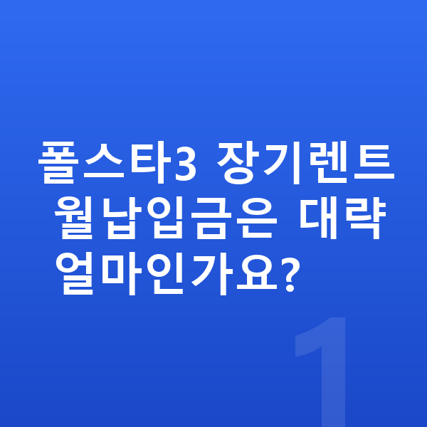 폴스타3 장기렌트 월납입금 폴스타3 장기렌트 월납입금은 대략 얼마인가요?