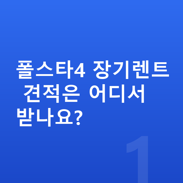 폴스타4 장기렌트 견적 폴스타4 장기렌트 견적은 어디서 받나요?