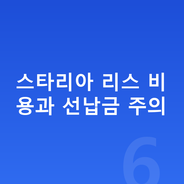현대 스타리아 리스 스타리아 리스 비용과 선납금 주의