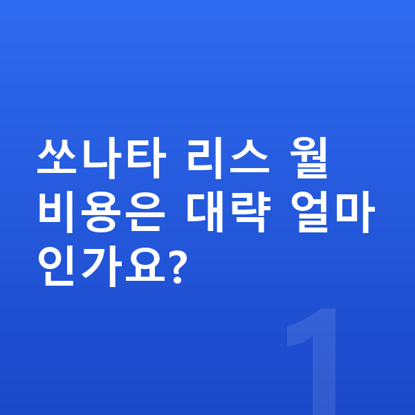 현대 쏘나타 리스 쏘나타 리스 월 비용은 대략 얼마인가요?