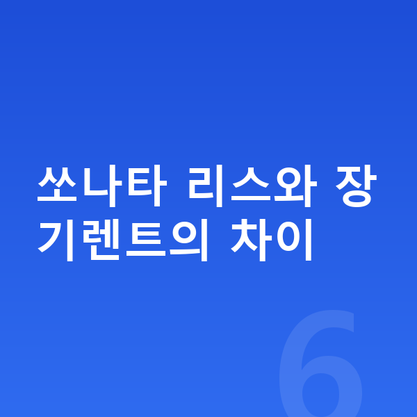 현대 쏘나타 리스 쏘나타 리스와 장기렌트의 차이