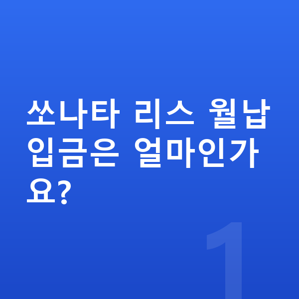 현대 쏘나타 리스 월납입금 쏘나타 리스 월납입금은 얼마인가요?