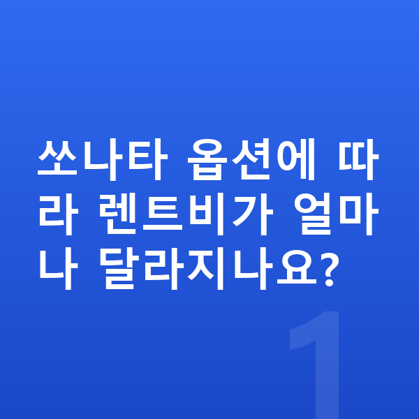현대 쏘나타 옵션 쏘나타 옵션에 따라 렌트비가 얼마나 달라지나요?