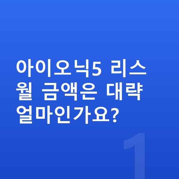 현대 아이오닉5 리스 가격 아이오닉5 리스 월 금액은 대략 얼마인가요?