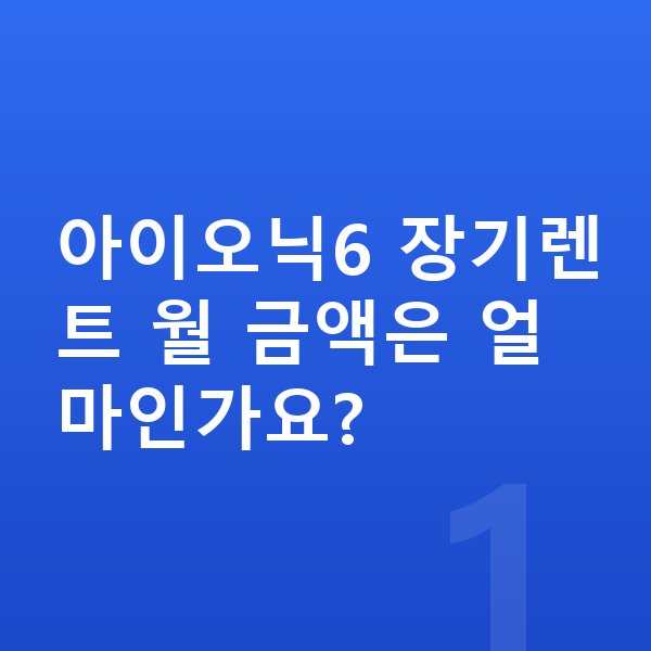 현대 아이오닉6 가격 아이오닉6 장기렌트 월 금액은 얼마인가요?