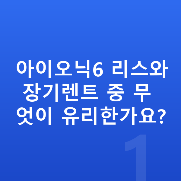 현대 아이오닉6 리스 아이오닉6 리스와 장기렌트 중 무엇이 유리한가요?