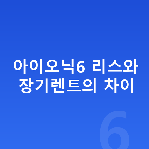 현대 아이오닉6 리스 아이오닉6 리스와 장기렌트의 차이