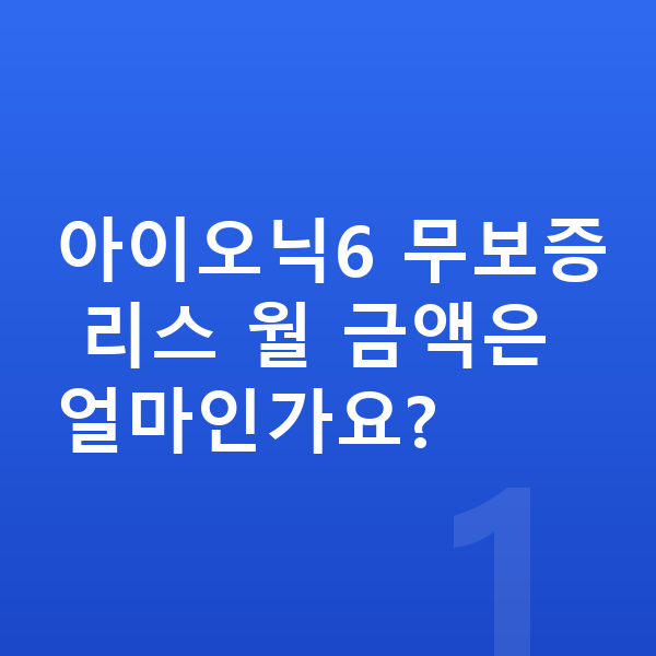 현대 아이오닉6 리스 무보증 아이오닉6 무보증 리스 월 금액은 얼마인가요?