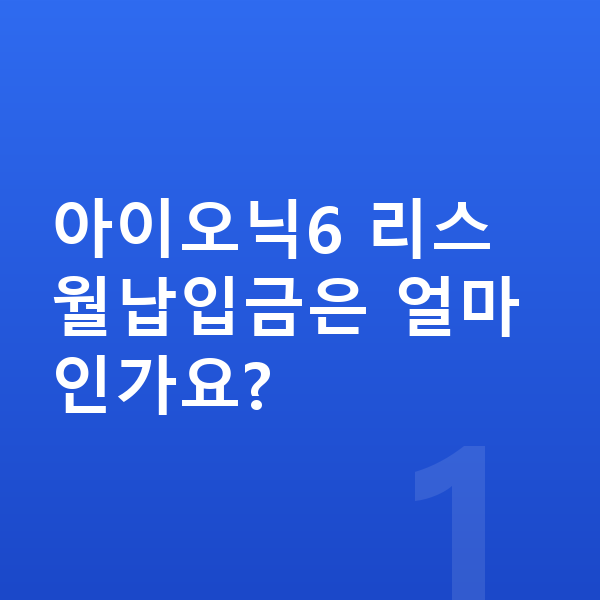 현대 아이오닉6 리스 월납입금 아이오닉6 리스 월납입금은 얼마인가요?