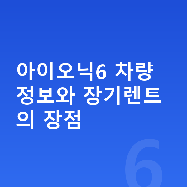 현대 아이오닉6 장기렌트 아이오닉6 차량 정보와 장기렌트의 장점