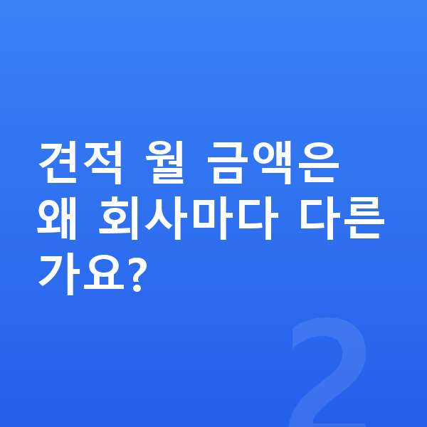 현대 캐스퍼 견적 견적 월 금액은 왜 회사마다 다른가요?