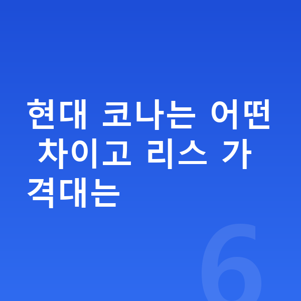 현대 코나 리스 가격 현대 코나는 어떤 차이고 리스 가격대는