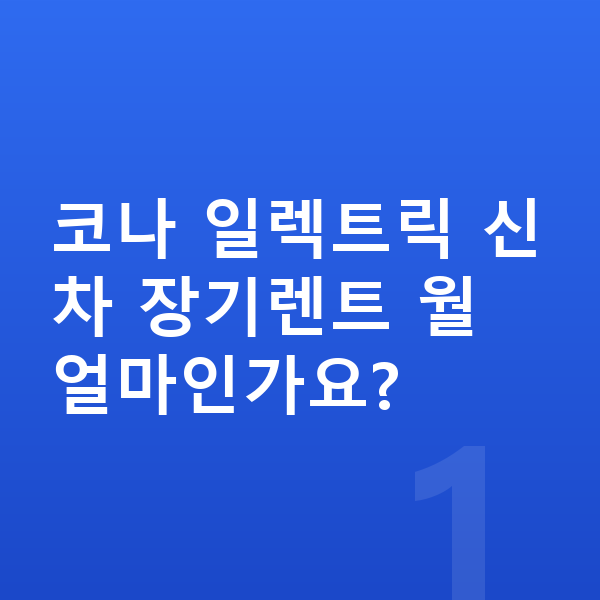현대 코나 일렉트릭 신차 코나 일렉트릭 신차 장기렌트 월 얼마인가요?