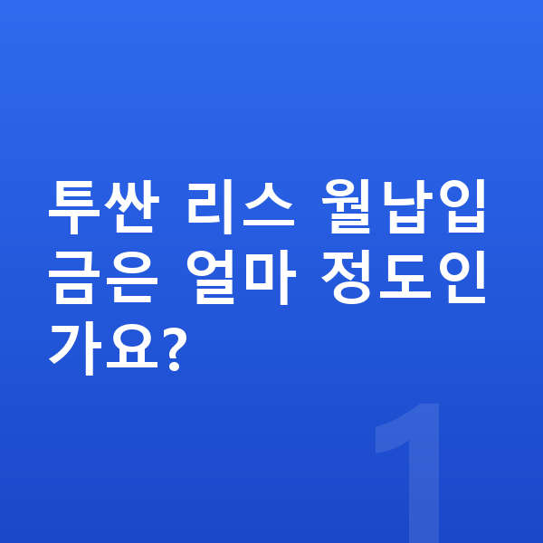 현대 투싼 리스 월납입금 투싼 리스 월납입금은 얼마 정도인가요?