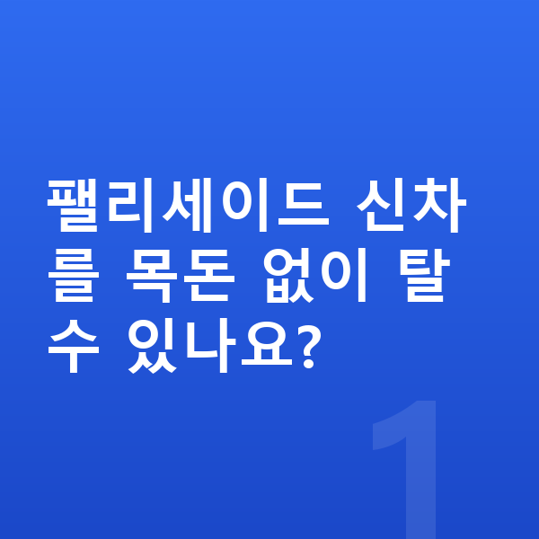 현대 팰리세이드 신차 팰리세이드 신차를 목돈 없이 탈 수 있나요?