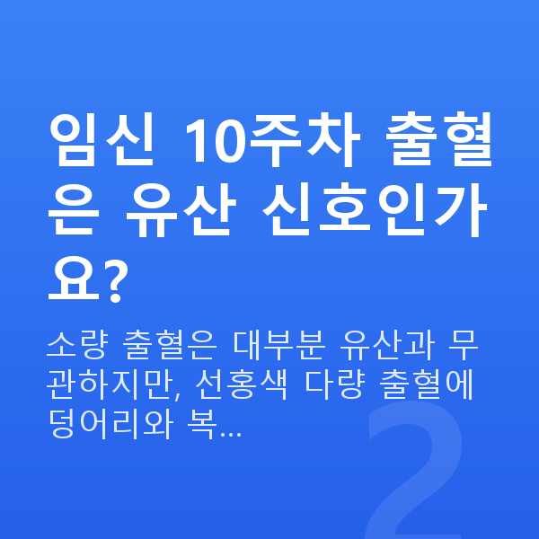 임신 10주차 출혈 임신 10주차 출혈은 유산 신호인가요?