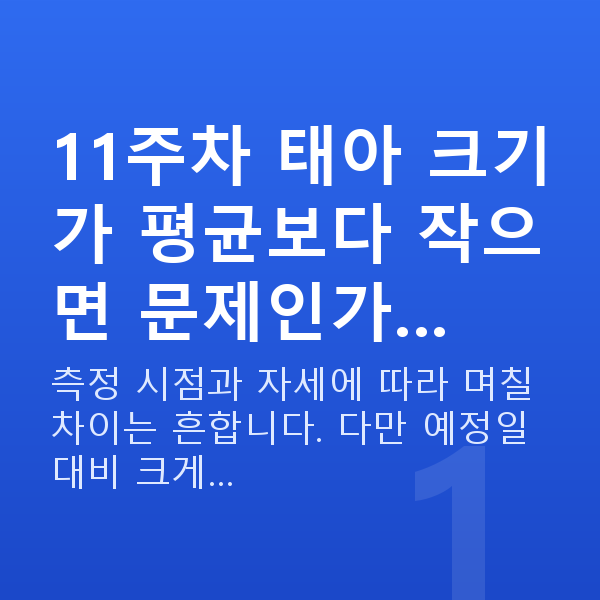 임신 11주차 태아 크기 11주차 태아 크기가 평균보다 작으면 문제인가…