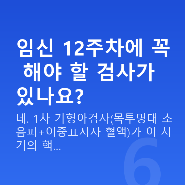 임신 12주차 임신 12주차에 꼭 해야 할 검사가 있나요?