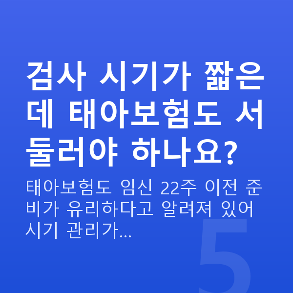 임신 12주차 목투명대 검사 시기가 짧은데 태아보험도 서둘러야 하나요?