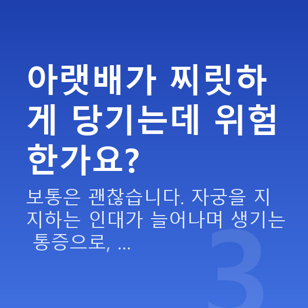 임신 12주차 증상 아랫배가 찌릿하게 당기는데 위험한가요?