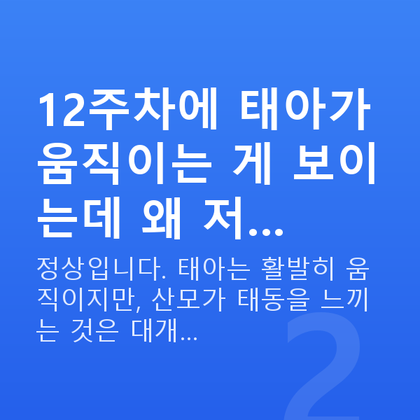 임신 12주차 초음파 12주차에 태아가 움직이는 게 보이는데 왜 저…