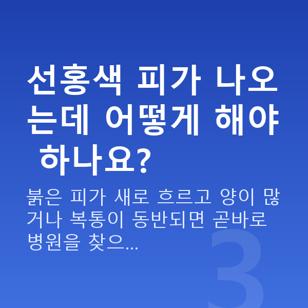 임신 12주차 출혈 선홍색 피가 나오는데 어떻게 해야 하나요?