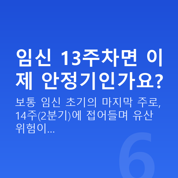 임신 13주차 임신 13주차면 이제 안정기인가요?