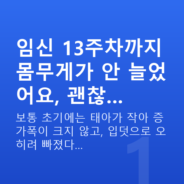 임신 13주차 몸무게 임신 13주차까지 몸무게가 안 늘었어요, 괜찮…