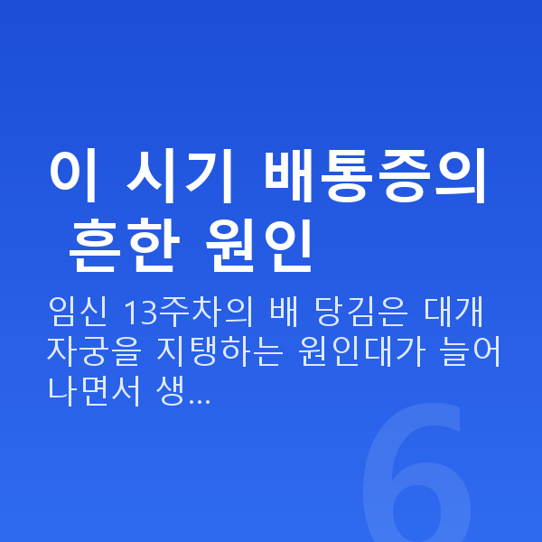 임신 13주차 배통증 이 시기 배통증의 흔한 원인
