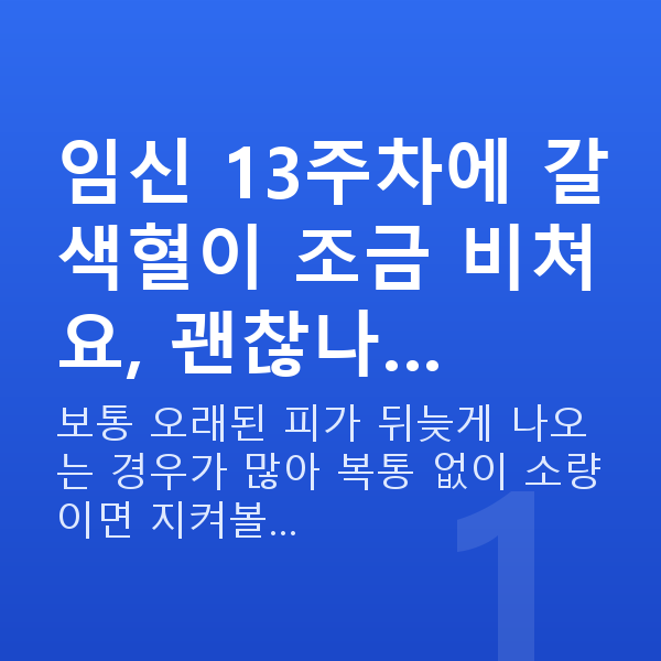 임신 13주차 출혈 임신 13주차에 갈색혈이 조금 비쳐요, 괜찮나…