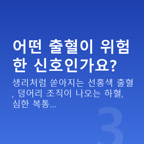 임신 13주차 출혈 어떤 출혈이 위험한 신호인가요?