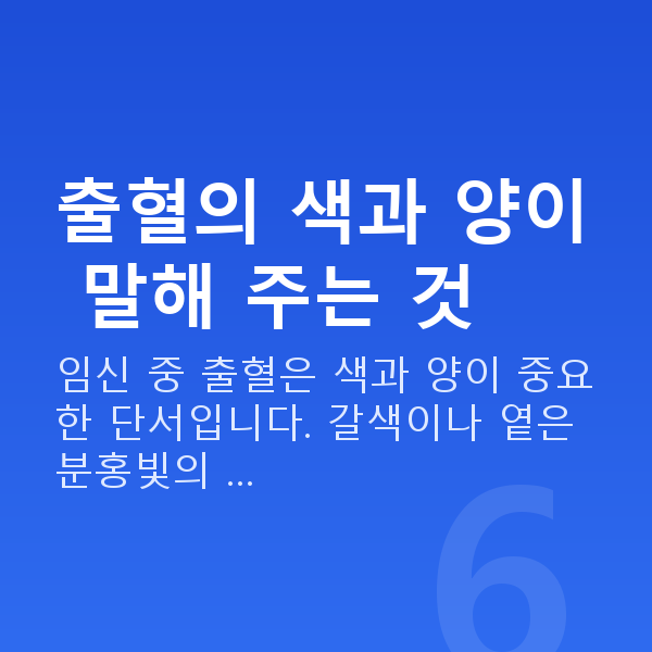 임신 13주차 출혈 출혈의 색과 양이 말해 주는 것