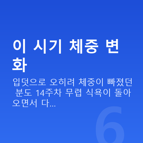 임신 14주차 몸무게 이 시기 체중 변화