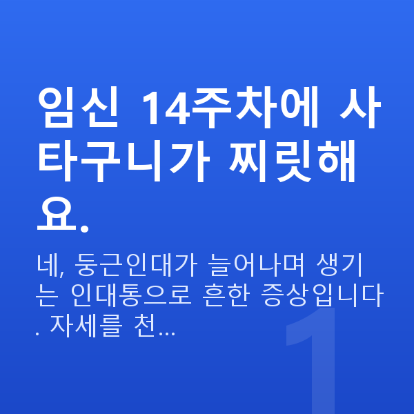 임신 14주차 배통증 임신 14주차에 사타구니가 찌릿해요.