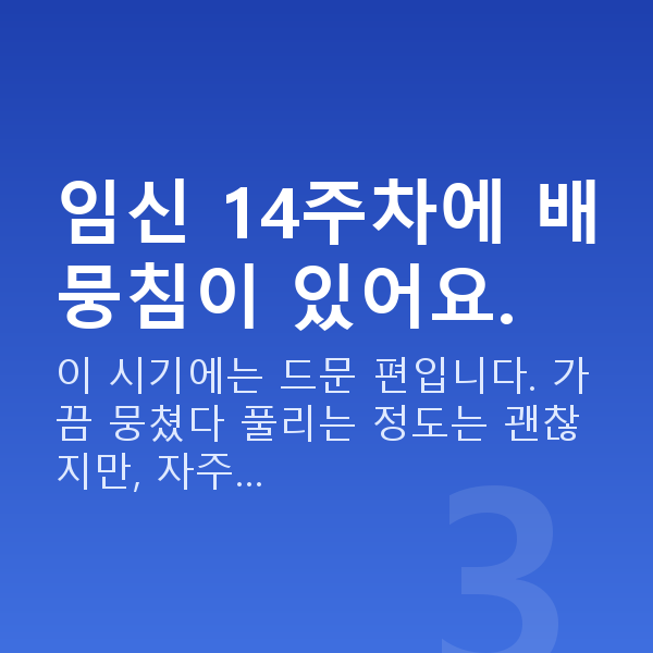 임신 14주차 배통증 임신 14주차에 배뭉침이 있어요.