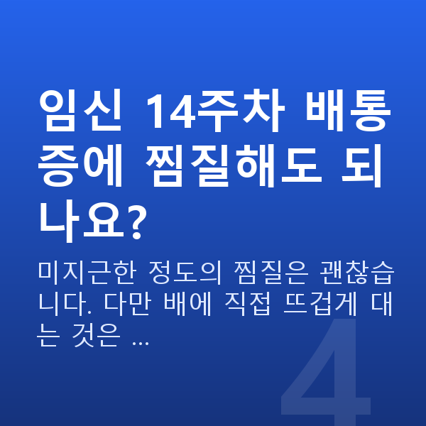 임신 14주차 배통증 임신 14주차 배통증에 찜질해도 되나요?
