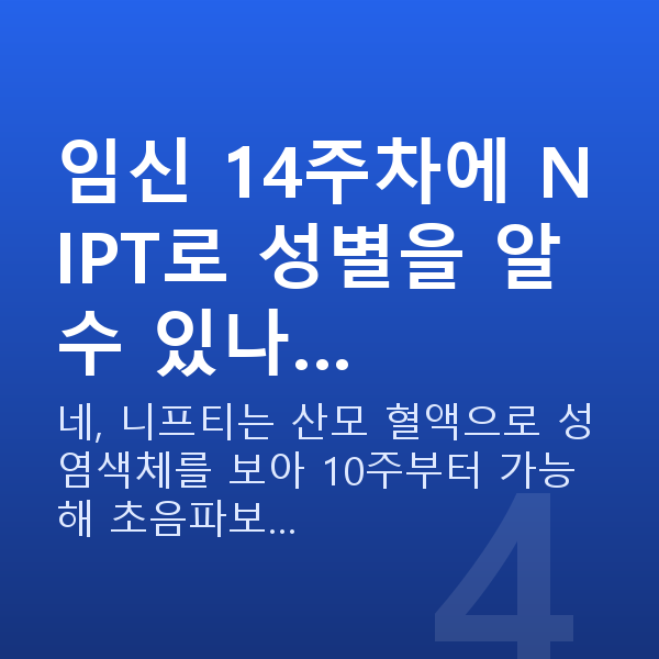 임신 14주차 성별 임신 14주차에 NIPT로 성별을 알 수 있나…