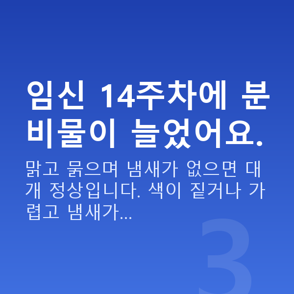 임신 14주차 증상 임신 14주차에 분비물이 늘었어요.