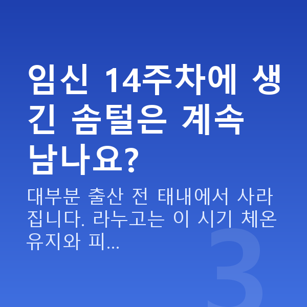 임신 14주차 태아 크기 임신 14주차에 생긴 솜털은 계속 남나요?