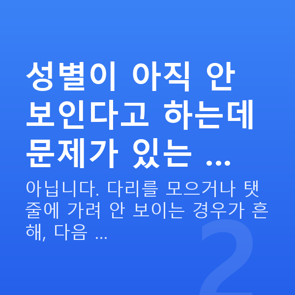 임신 16주차 성별 성별이 아직 안 보인다고 하는데 문제가 있는 …