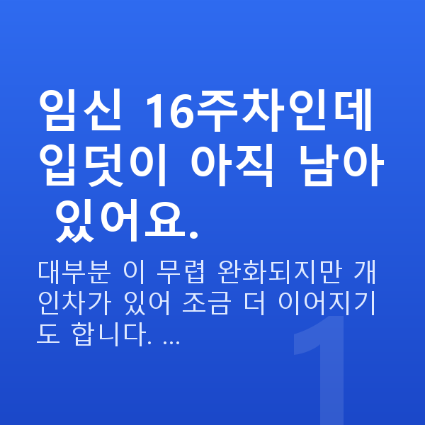 임신 16주차 증상 임신 16주차인데 입덧이 아직 남아 있어요.