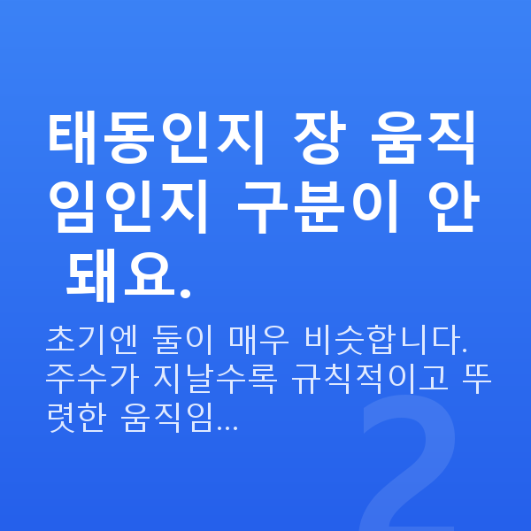 임신 16주차 태동 태동인지 장 움직임인지 구분이 안 돼요.