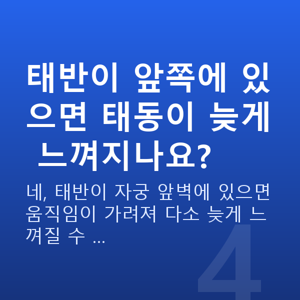 임신 16주차 태동 태반이 앞쪽에 있으면 태동이 늦게 느껴지나요?