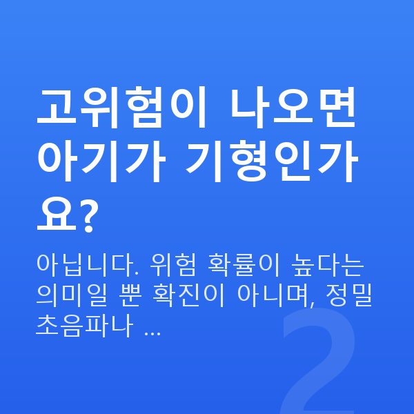 임신 17주차 기형아검사 고위험이 나오면 아기가 기형인가요?