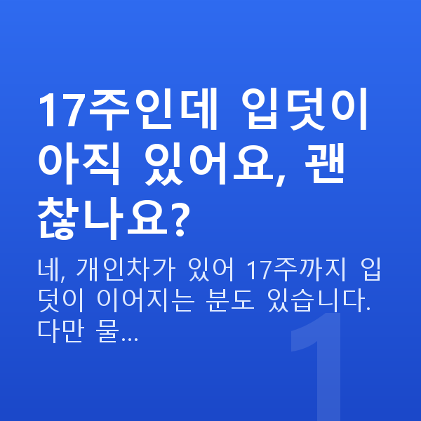 임신 17주차 증상 17주인데 입덧이 아직 있어요, 괜찮나요?