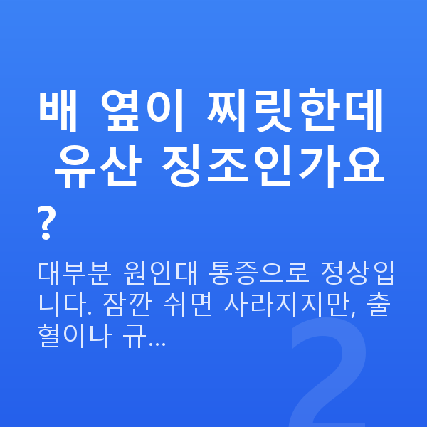 임신 17주차 증상 배 옆이 찌릿한데 유산 징조인가요?