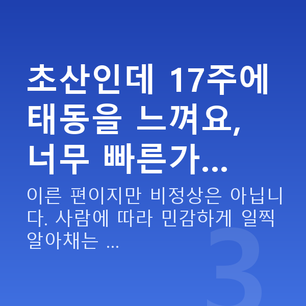 임신 17주차 태동 초산인데 17주에 태동을 느껴요, 너무 빠른가…